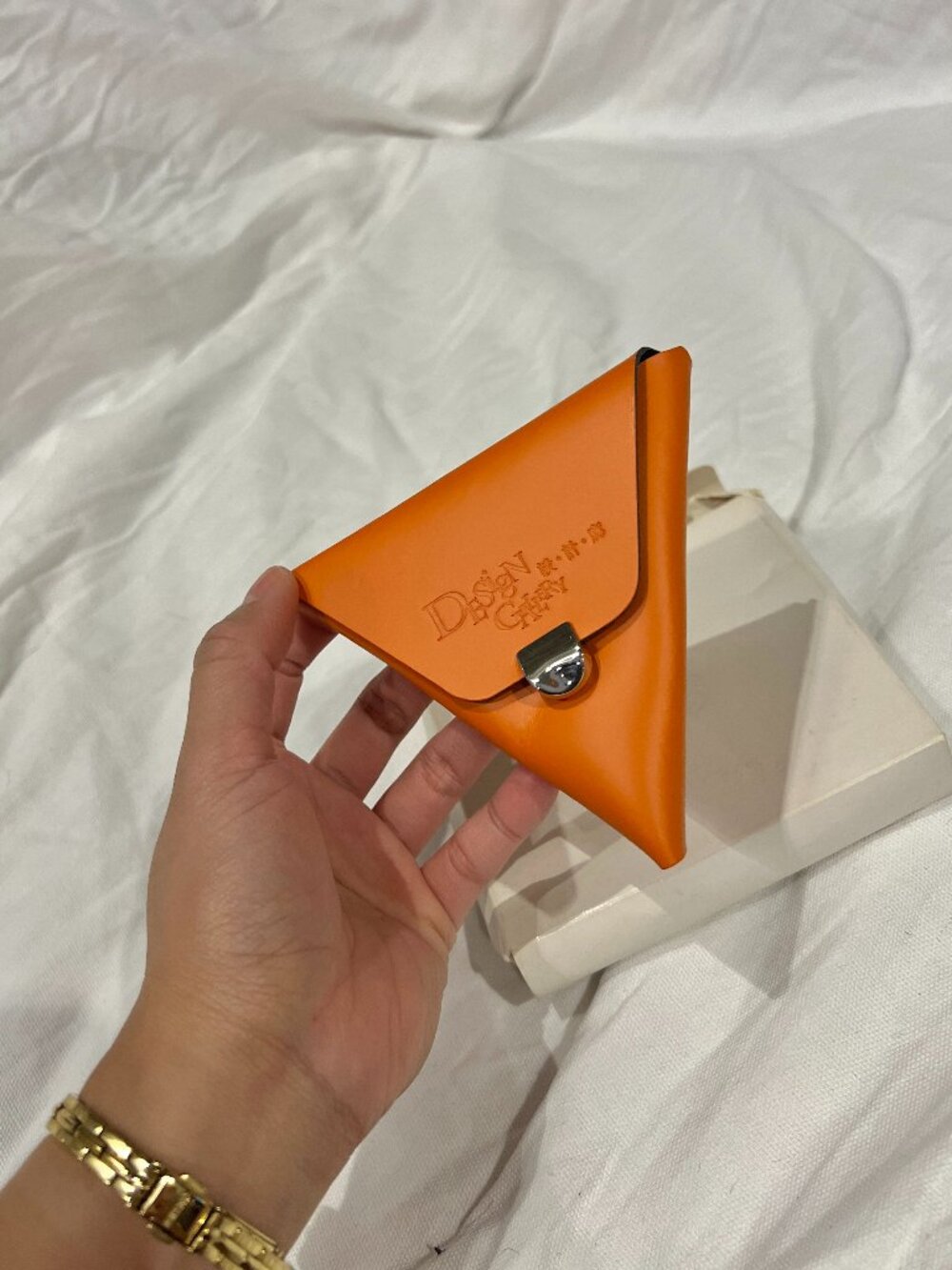 Design Gallery Orange Triangle Coin Purse Wallet Hong Kong Boxed Pouch Case Gift